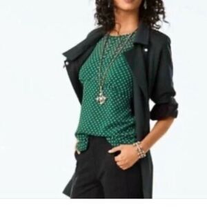 Cabi 3784 Flirt Top with Cami Dot Green Blouse Career Small